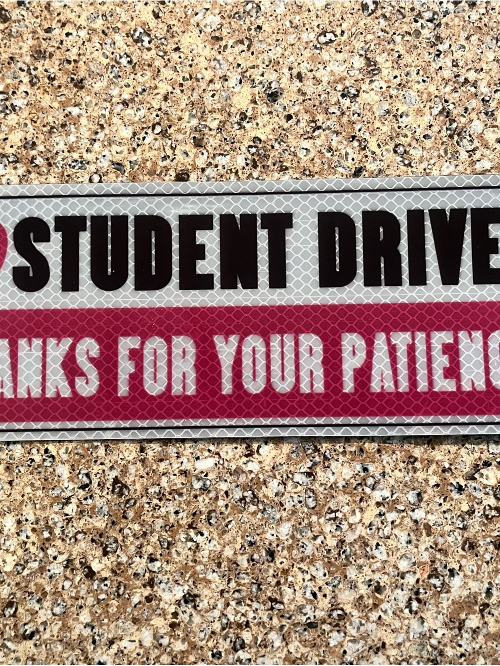 Student Driver Reflective Vinyl Decal – Pink and Gray